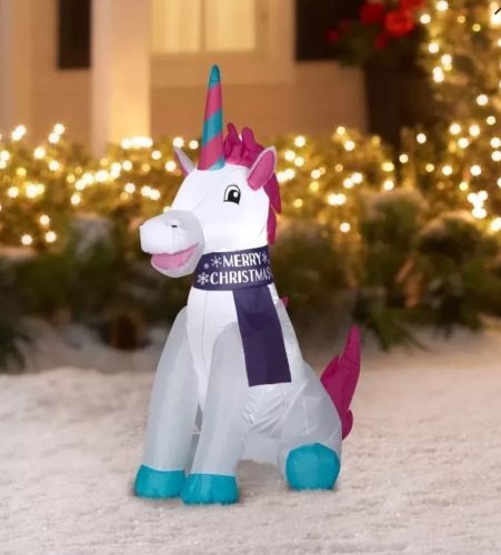 Holiday 2018 Unicorn Inflatable 3.5'ft In/Out Airblown Yard Party Decoration