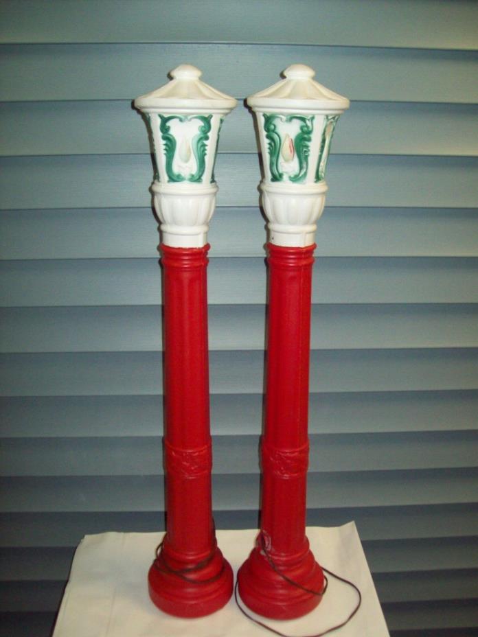 2 Vintage Christmas 1968 Empire Candle Lantern Lamps Blow Mold Yard Lights