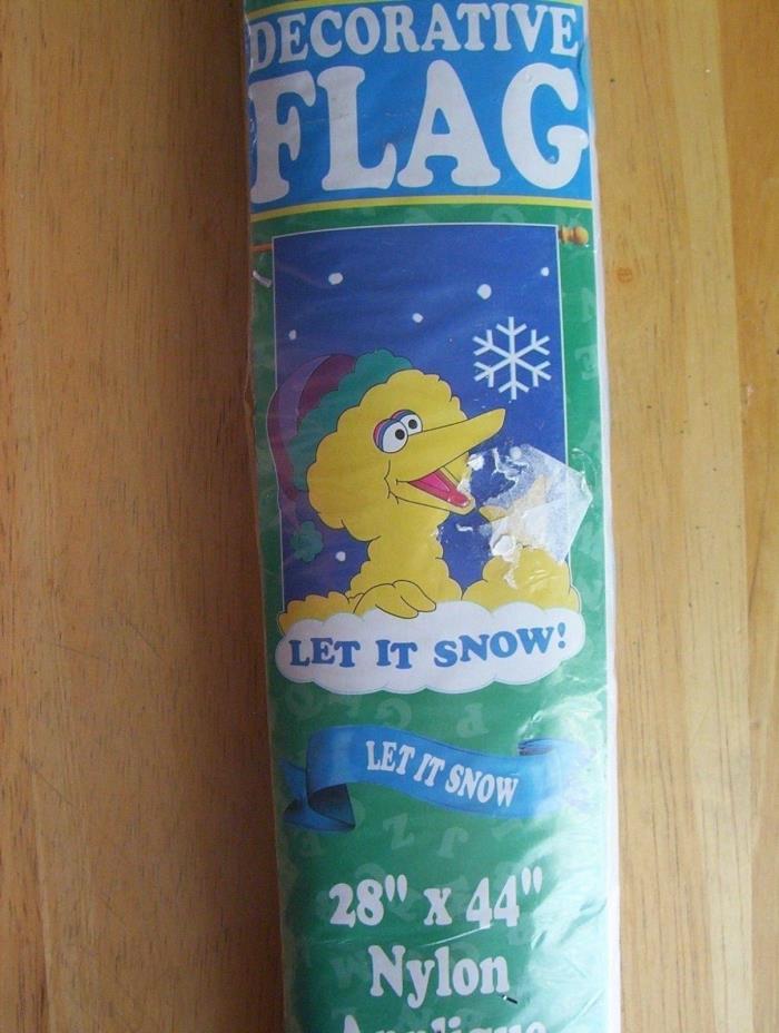 Vtg Sesame Street BIG BIRD LET IT SNOW DECORATIVE FLAG 28