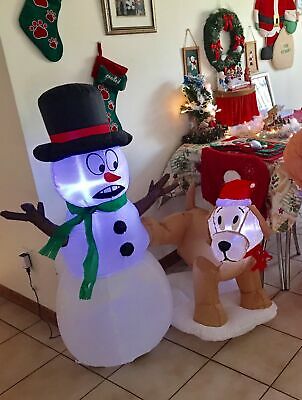 Gemmy Inflatables Holiday G08 87190 Air Blown Golden Retriever Snow... BRAND NEW