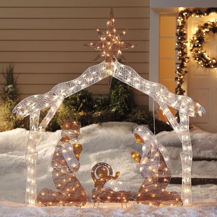 Pre Lit 6' Tall Nativity Scene Shimmer Lawn Christmas Decoration Outdoor Holiday