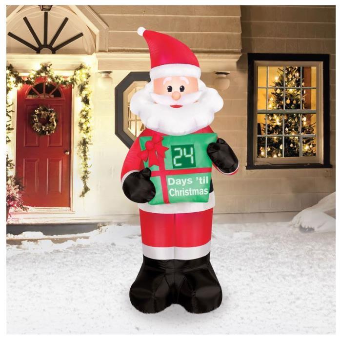 CHRISTMAS DECORATION - 7' Inflatable Countdown Santa - SHIPS FREE!