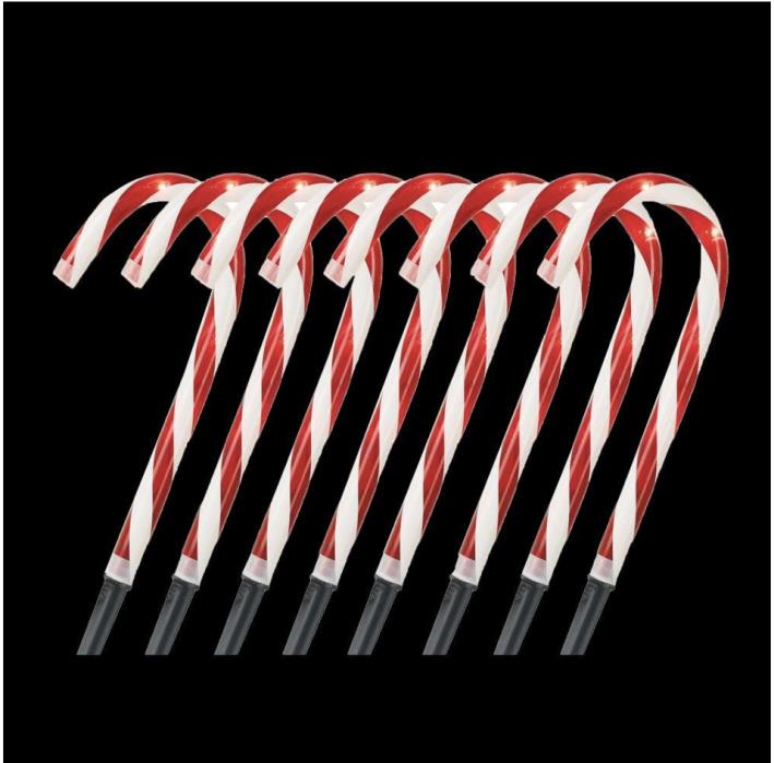 10 in. Pre-Lit Candy Cane Pathway Stakes (Set of 8) QUICK FREE SAME DAY SHIPPING