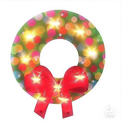 14.5 Inches 10 Clear Lighted Wreath Indoor Outdoor Porch Front door Fence