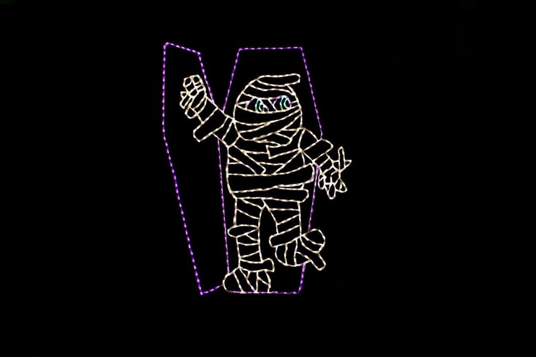 Animated Hello Mummy Halloween LED light wire frame metal outdoor decoration