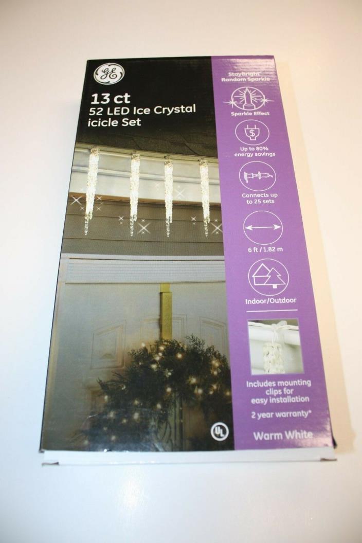 GE StayBright RandomSparkle 13 ct 52 Warm White LED Ice Crystal Icicle Light Set