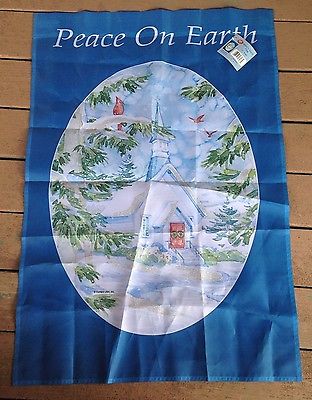 Artists Touch Peace on Earth Winter Church Cardinals Holiday Christmas Yard Flag