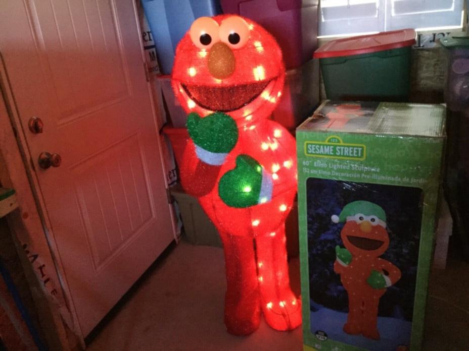 VINTAGE 60” HIGH ELMO LIGHTED SCULPTURE,SOFT TINSEL SCULPTURE,OUTDOOR,INDOOR