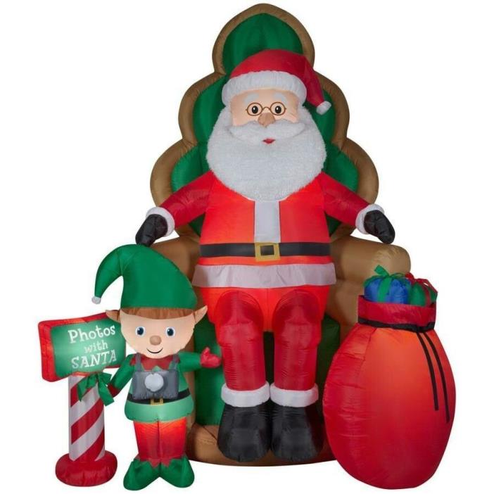 Gemmy 10 ft Photos with Santa & Elf Airblown Inflatable Lights up Brand New