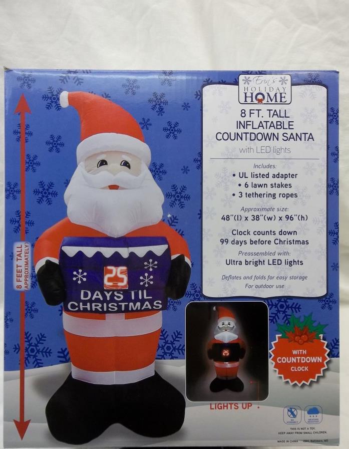 8 FT. TALL LED INFLATABLE COUNTDOWN SANTA WITH COUNTDOWN CLOCK ULTRA BRIGHT LEDs