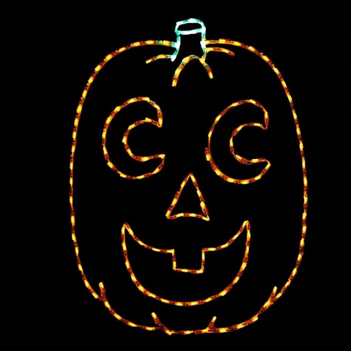Pumpkin With Crescent Eyes Halloween LED metal wire frame outdoor display