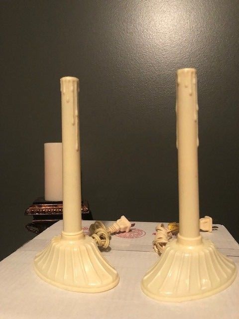 Blow Mold Vintage Christmas Candles set of two