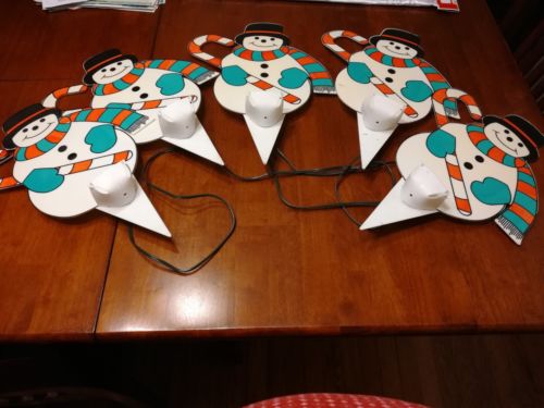 CHRISTMAS VINTAGE SNOWMAN (5 COUNT) YARD STAKE LIGHTS SET
