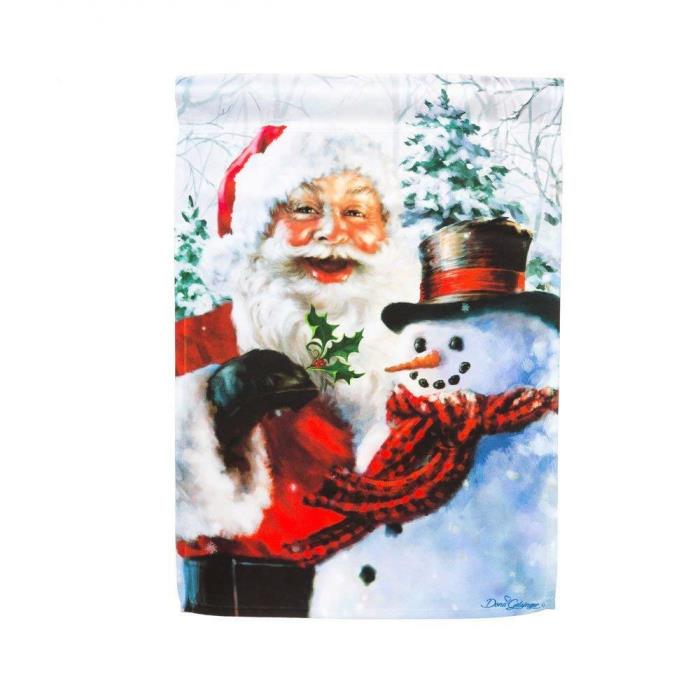 Christmas Santa & Frosty Garden Flag 17.5