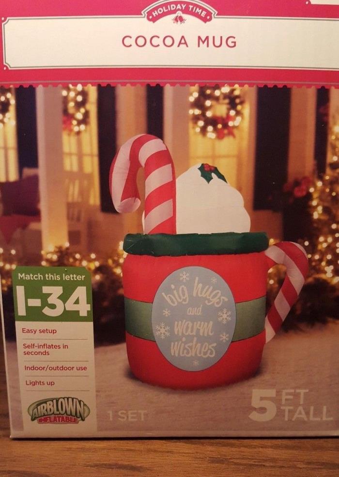 Christmas Gemmy 5 ft Big Hugs Warm Wishes Cocoa Mug Airblown Inflatable