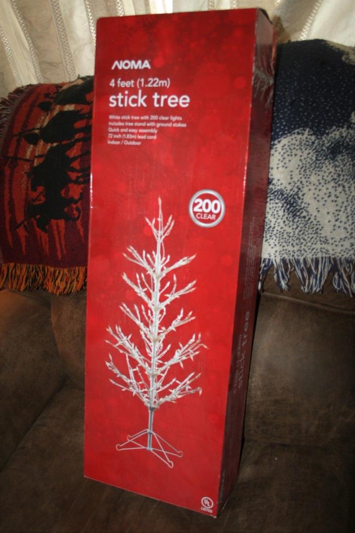 White Noma 4 Ft. Christmas Tree 200 Clear Lights Yard Outdoor Indoor Decoration