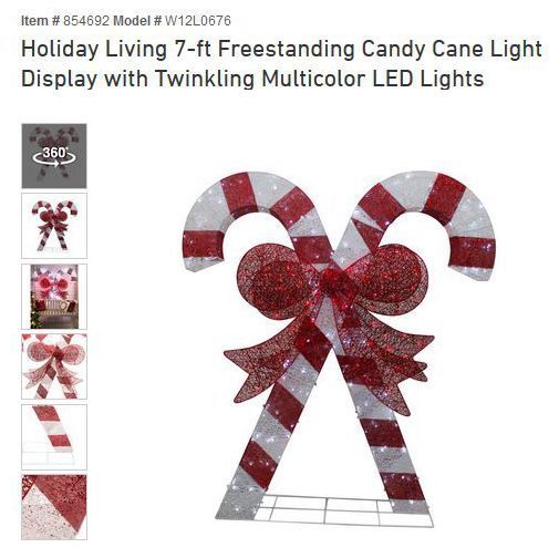 Christmas Holiday Living 7ft Freestanding Candy Cane Display w/Color LED Lights