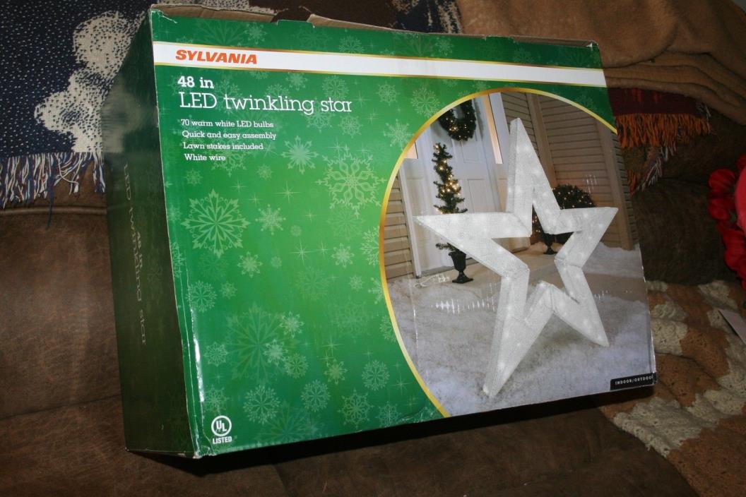 Christmas White Iridescent Sparkle Fabric Frame Star 48