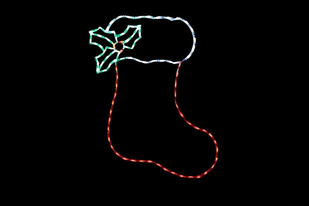 Christmas Stocking LED light wire frame metal outdoor yard display decoration