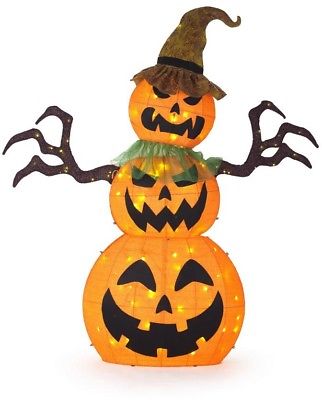 Home Accents Holiday 72 in. Warm White LED Animated Stacked Pumpkins