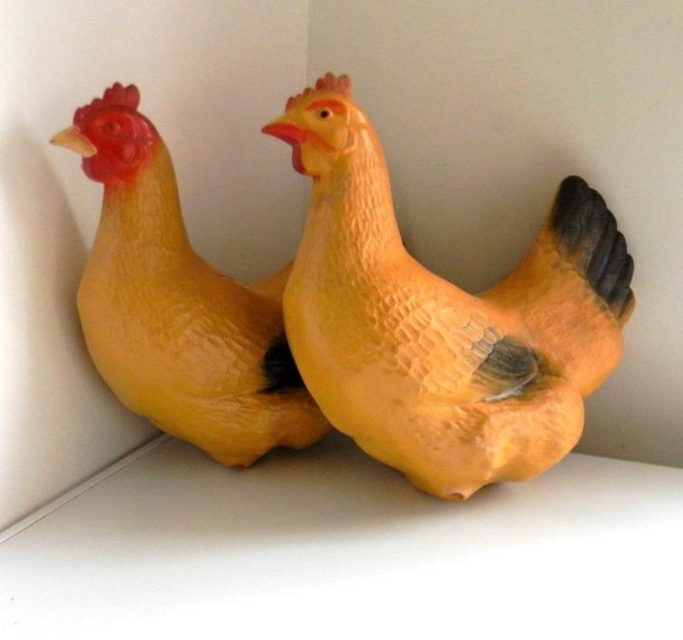 Blow Mold Hens - Vintage Chicken Yard Decorations by Union Products