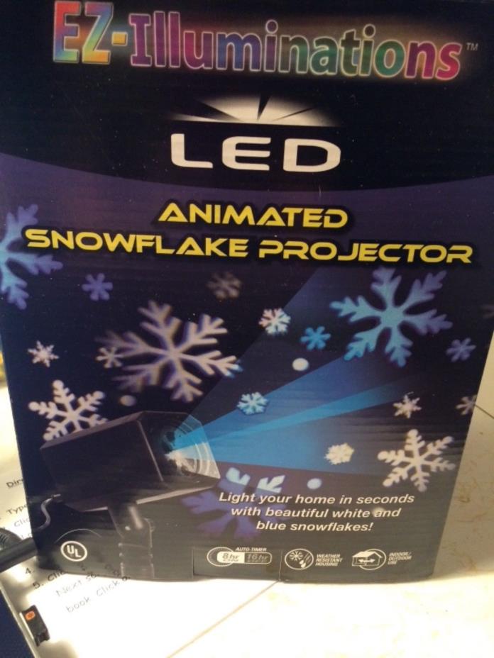 EZ-Illuminations LED Animated Snowflake Projector White & Blue Snowflakes - NEW