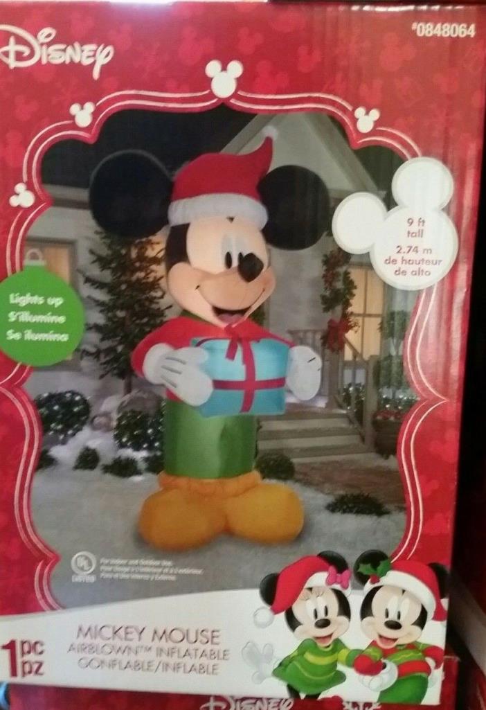 NEW Mickey Mouse Santa Christmas Airblown Inflatable 9' Lights Lit - FREE SHIP