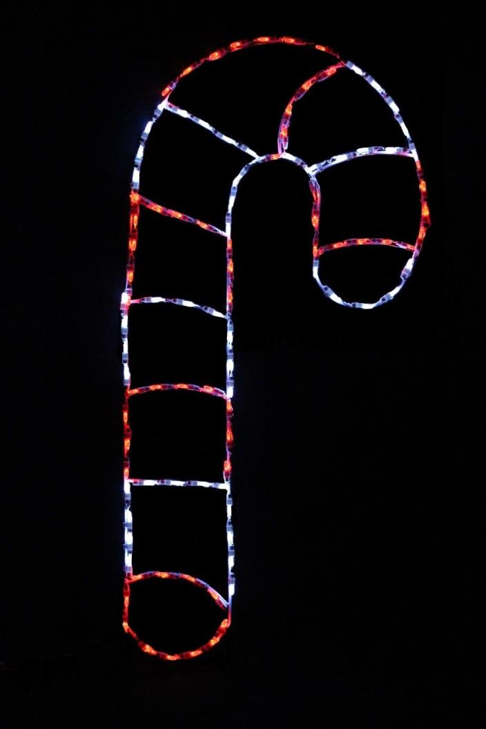 LED metal wire frame outdoor display Candy Cane Facing Right