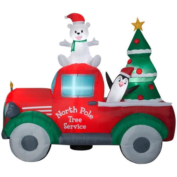 North Pole Tree Service Truck AIrblown Inflatable Christmas Yard Decor 9' wide