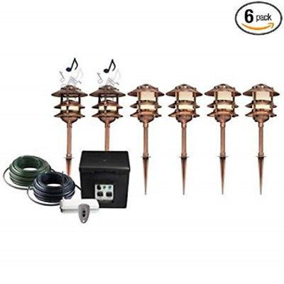 Outdoor Landscape Lights Lite Sounds   with Speakers, 6 Pack sand Colored