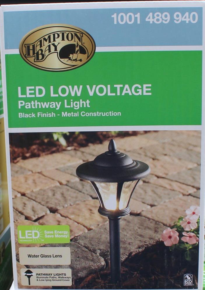 Hampton Bay LED Low Voltage Black Coach Pathway Light - Metal & Glass - NEW