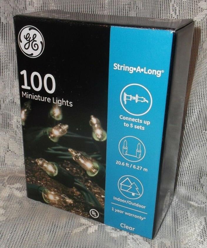 GE 100 Clear Miniature Lights String-A-Long Indoor/Outdoor Green Wire 20.6 ft