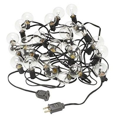 Radiance Clear String Globe Lights, 25 ft, Black Wire, G40 Bulb