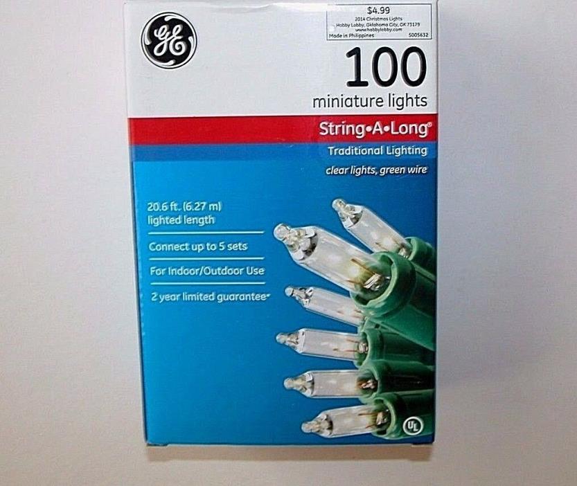 GE Clear 100 Miniature Indoor/Outdoor Christmas Lights Green Wire Mini String A
