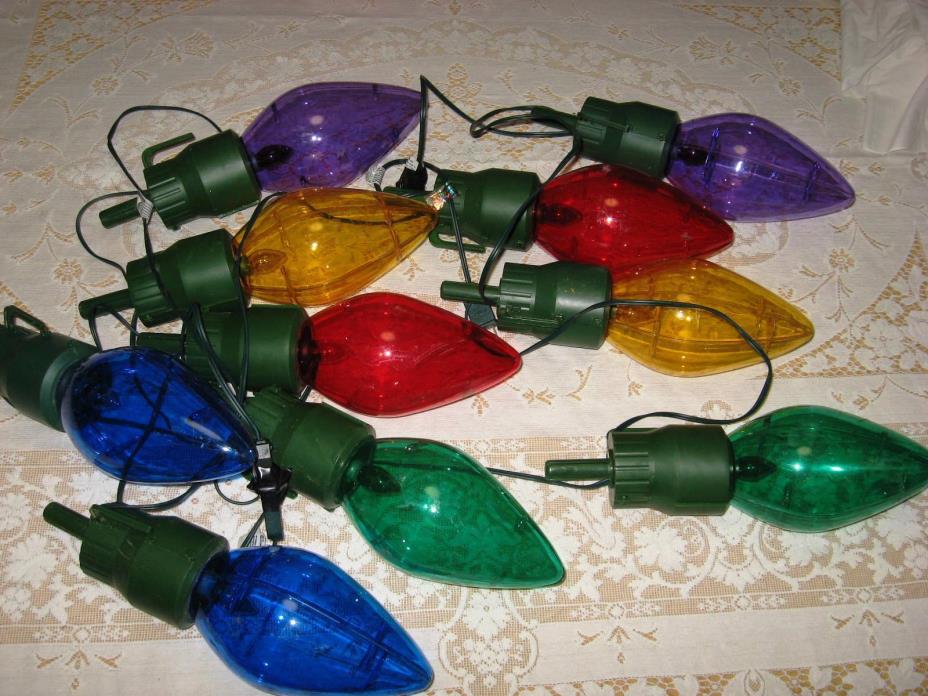 10 Blow Mold Plastic Patio Lights 20' string of Lights 8