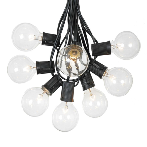 G50 Patio String Lights with 25 Clear Globe Bulbs – Outdoor String Lights – Café
