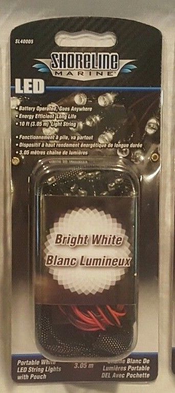 NEW 3 SHORELINE MARINE 10' PORTABLE WHITE LED STRING LIGHTS SL40005