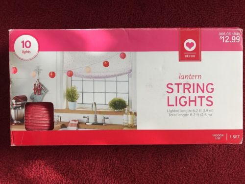 NEW Target VALENTINE'S DAY HEARTS STRING LIGHTS 10 LANTERN STYLE RED PINK Dot