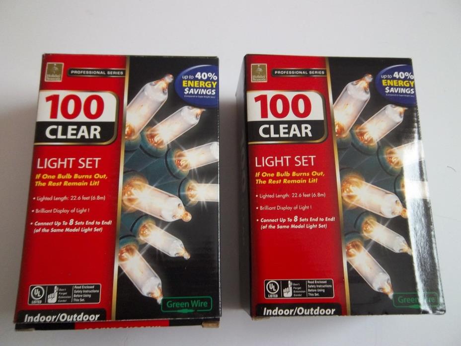Lot of 2 Holiday Seasons Set of 100 Clear Mini Lights Wedding Patio Party