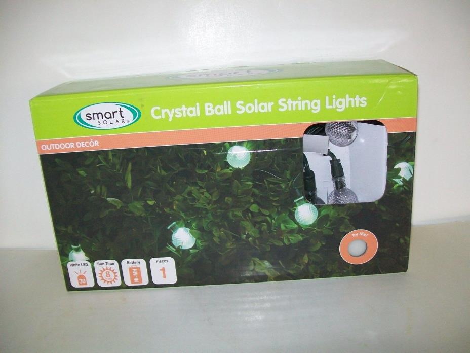 Smart Solar White Crystal Ball Light String 30 ct LED And NiMh Battery
