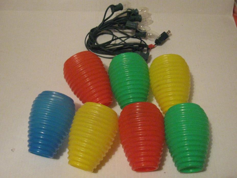 Vintage Blow Mold 7 Party Patio Camping RV String Lights  Bee Hive lanterns #3