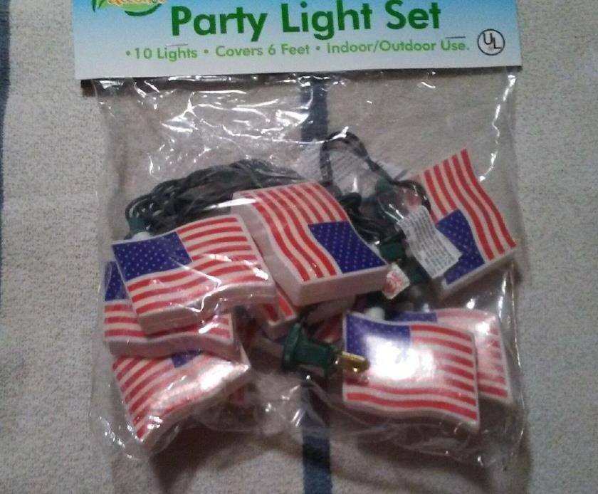 American Flag Outdoor Accents 10 Party Light Set