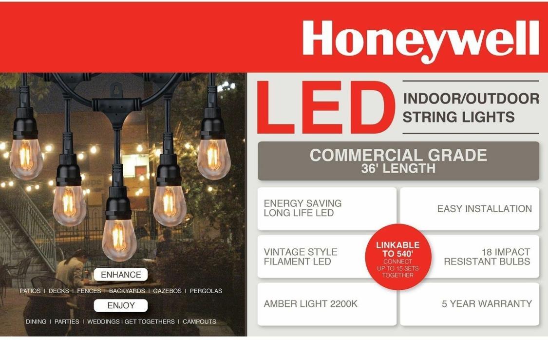 Honeywell 36' Commercial Grade LED Indoor Outdoor Linkable String Lights - Warm