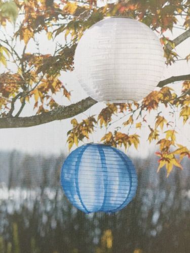 2 Soji Solar Lanterns Blue White LED Light Wedding Outdoor Indoor Garden Decor