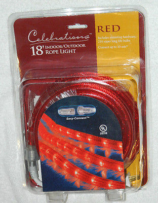 New Celebrations Brand 18 Ft / Connectable Red Rope Lights / not LED