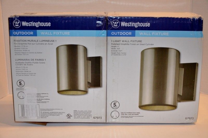 Westinghouse 6797300 Outdoor Wall Fixture Polished Graphite Finish Pack of 2 NEW