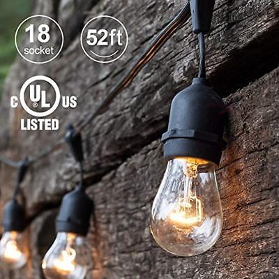 52FT Outdoor String Lights, Commercial Grade Weatherproof Yard 18 Hanging (3 11W