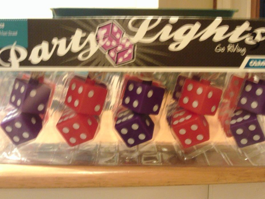 LOT OF 2 BOX'S FUZZY DICE PARTY LIGHTS 10 PACK 8 FEET STRAND CAMCO RV NEW IN BOX