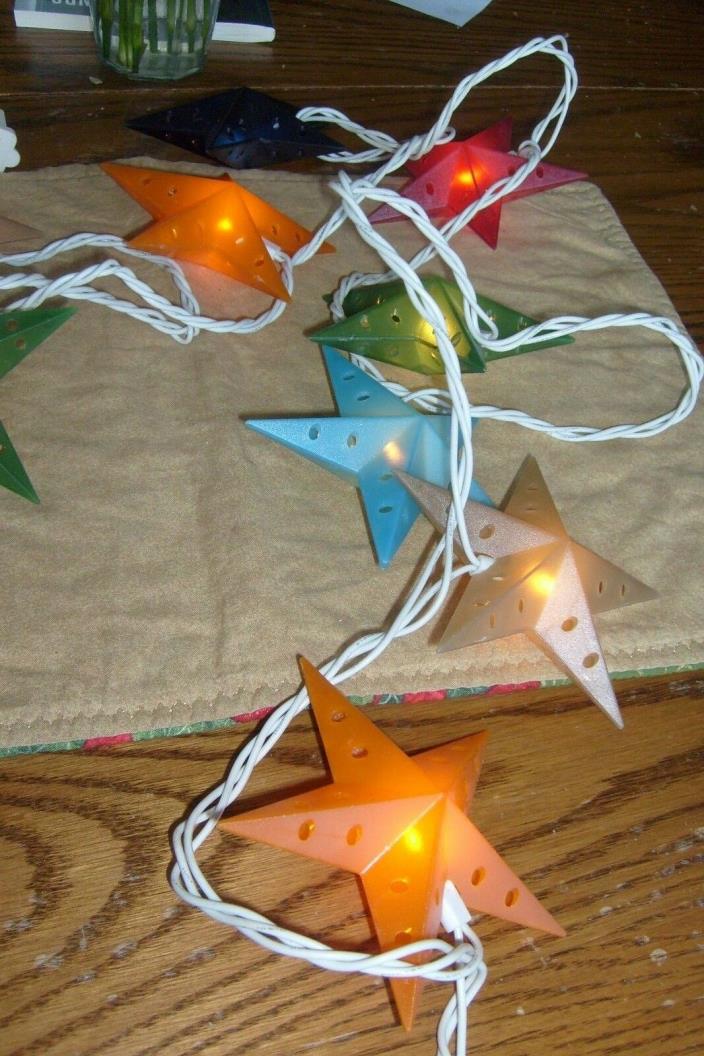String of multi color lights, stars, 12  total, indooroutdoor UL approved 11.5'