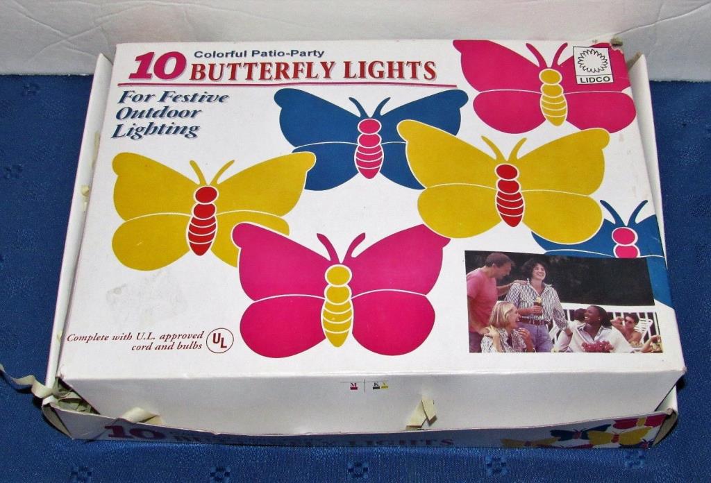 LIDCO Butterfly Colorful Patio Party Outdoor String Lights 10 NIP Free Shipping